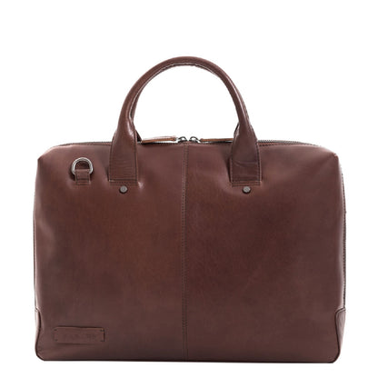 Plevier Basalt Leren Enkelvaks Laptoptas 15.6'' bruin