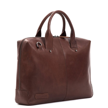 Plevier Basalt Leren Enkelvaks Laptoptas 15.6'' bruin