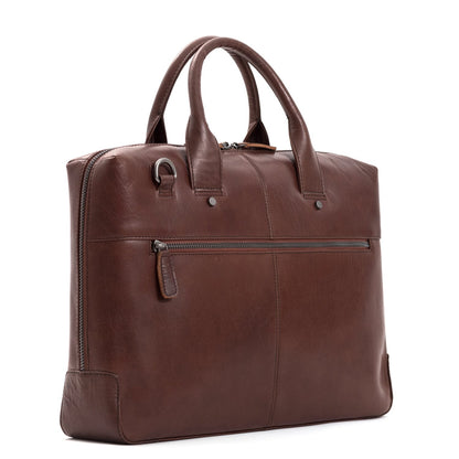 Plevier Basalt Leren Enkelvaks Laptoptas 15.6'' bruin