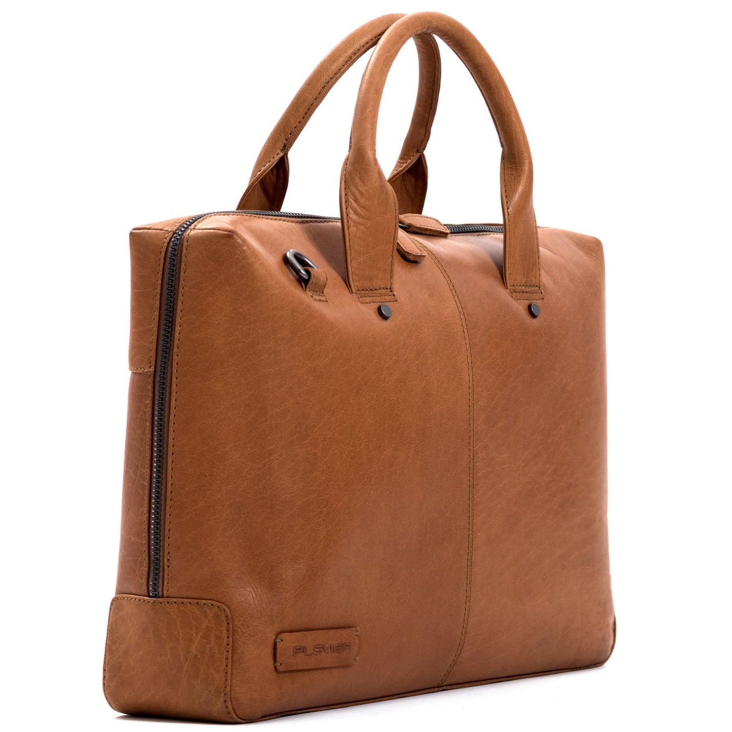 Plevier Basalt Leather Single Compartment Laptop Bag 15.6'' cognac