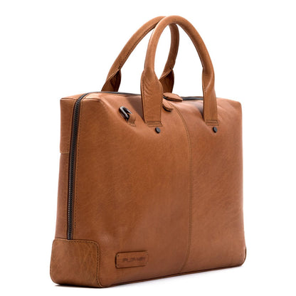 Plevier Basalt Leren Enkelvaks Laptoptas 15.6'' cognac