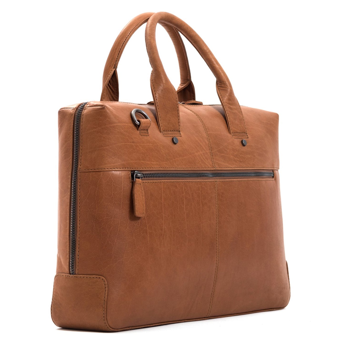 Plevier Basalt Leather Single Compartment Laptop Bag 15.6'' cognac
