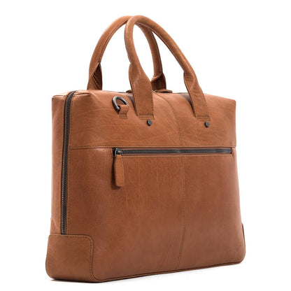 Plevier Basalt Leren Enkelvaks Laptoptas 15.6'' cognac