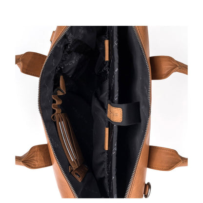 Plevier Basalt Leren Enkelvaks Laptoptas 15.6'' cognac