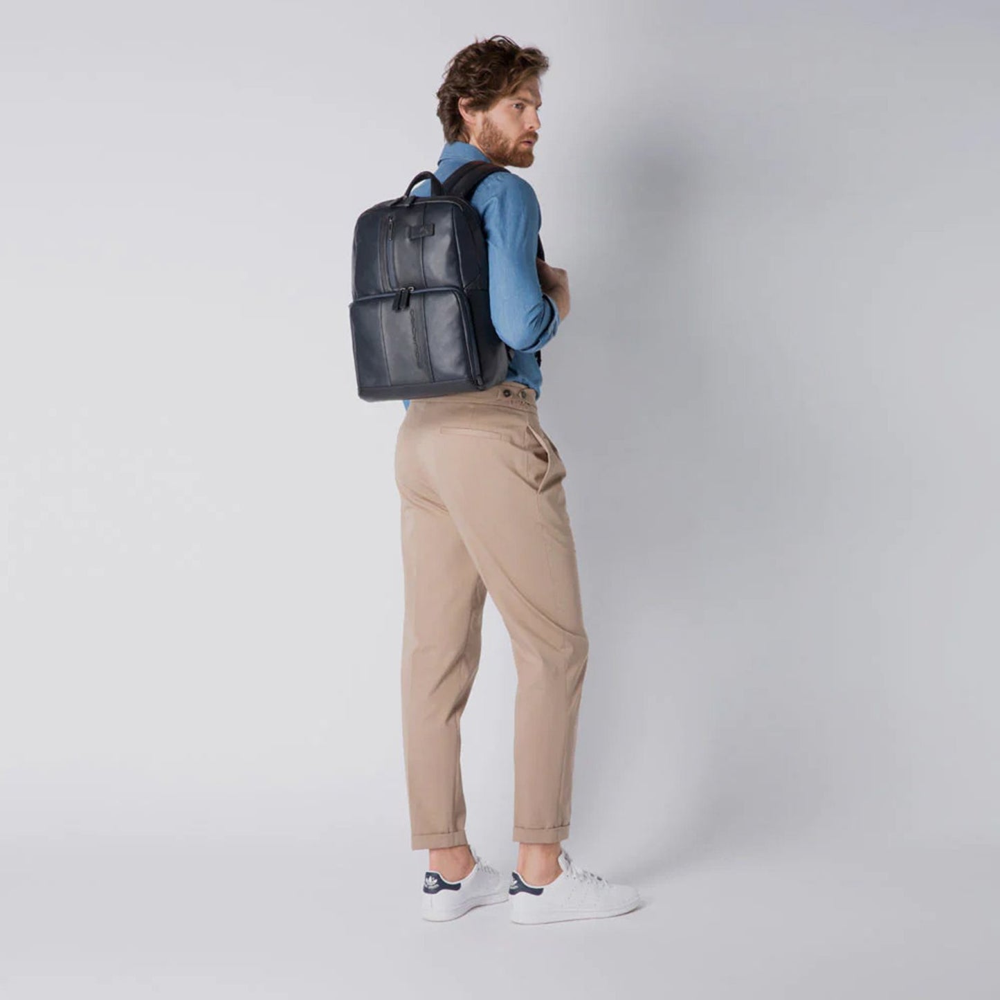 Piquadro Urban Leather Backpack black/grey