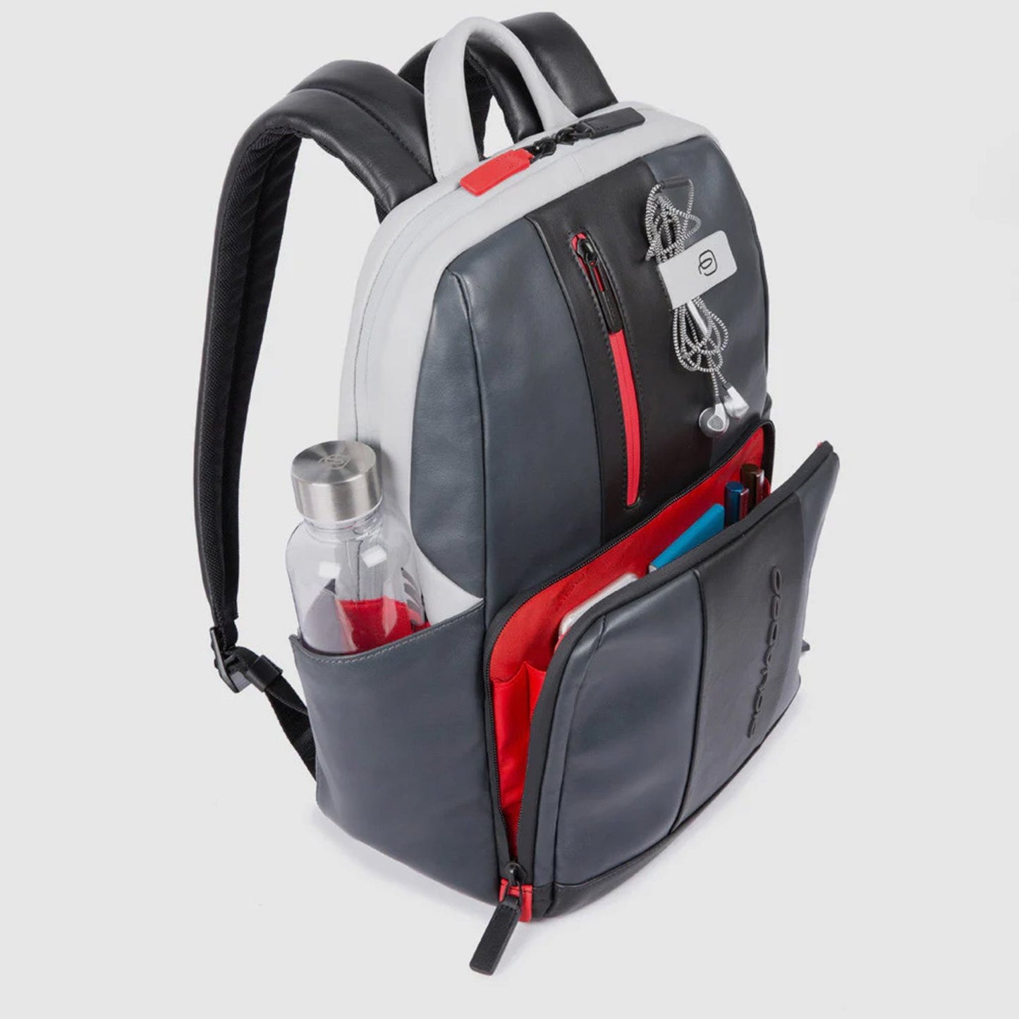 Piquadro Urban Leather Backpack black/grey