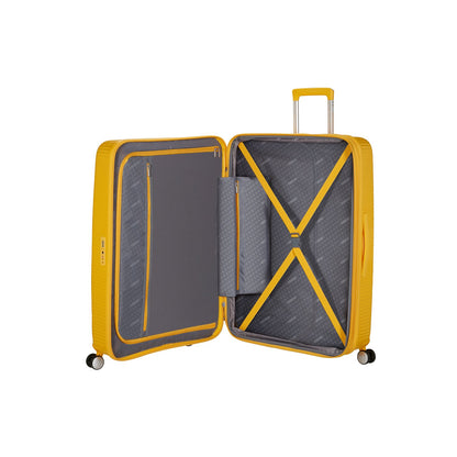 American Tourister Soundbox Spinner 80/30 TSA Expandable golden yellow