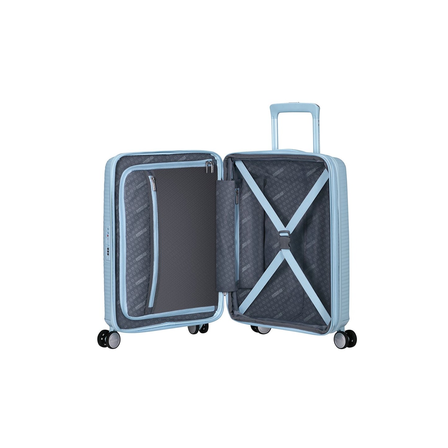 American Tourister Soundbox Spinner 55/20 TSA Expandable pastel blue