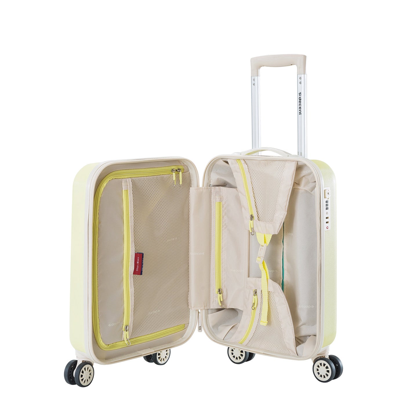 Decent Star-Maxx Handbagage Trolley 55 pastel geel