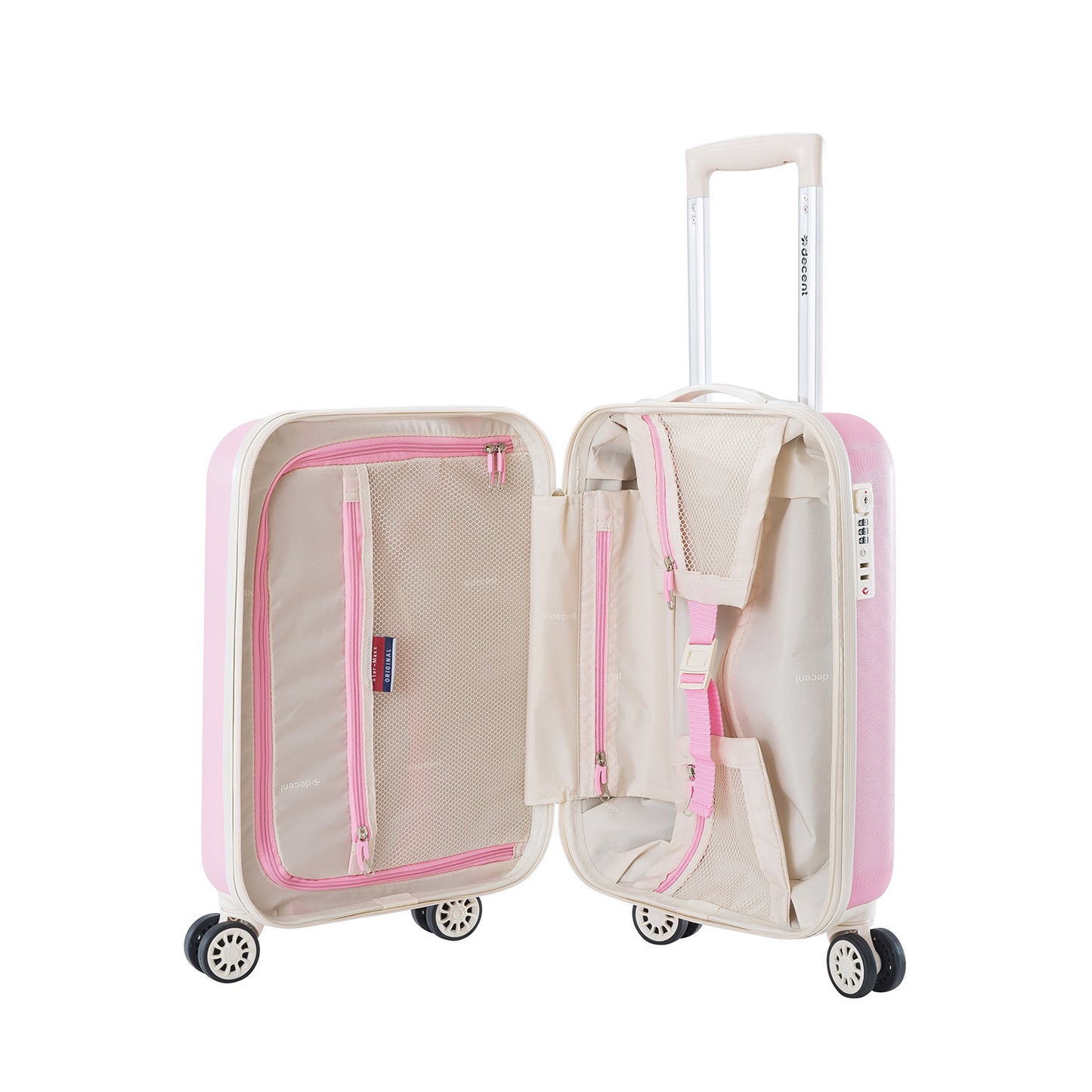 Decent Star-Maxx Handbagage Trolley 55 pastel roze
