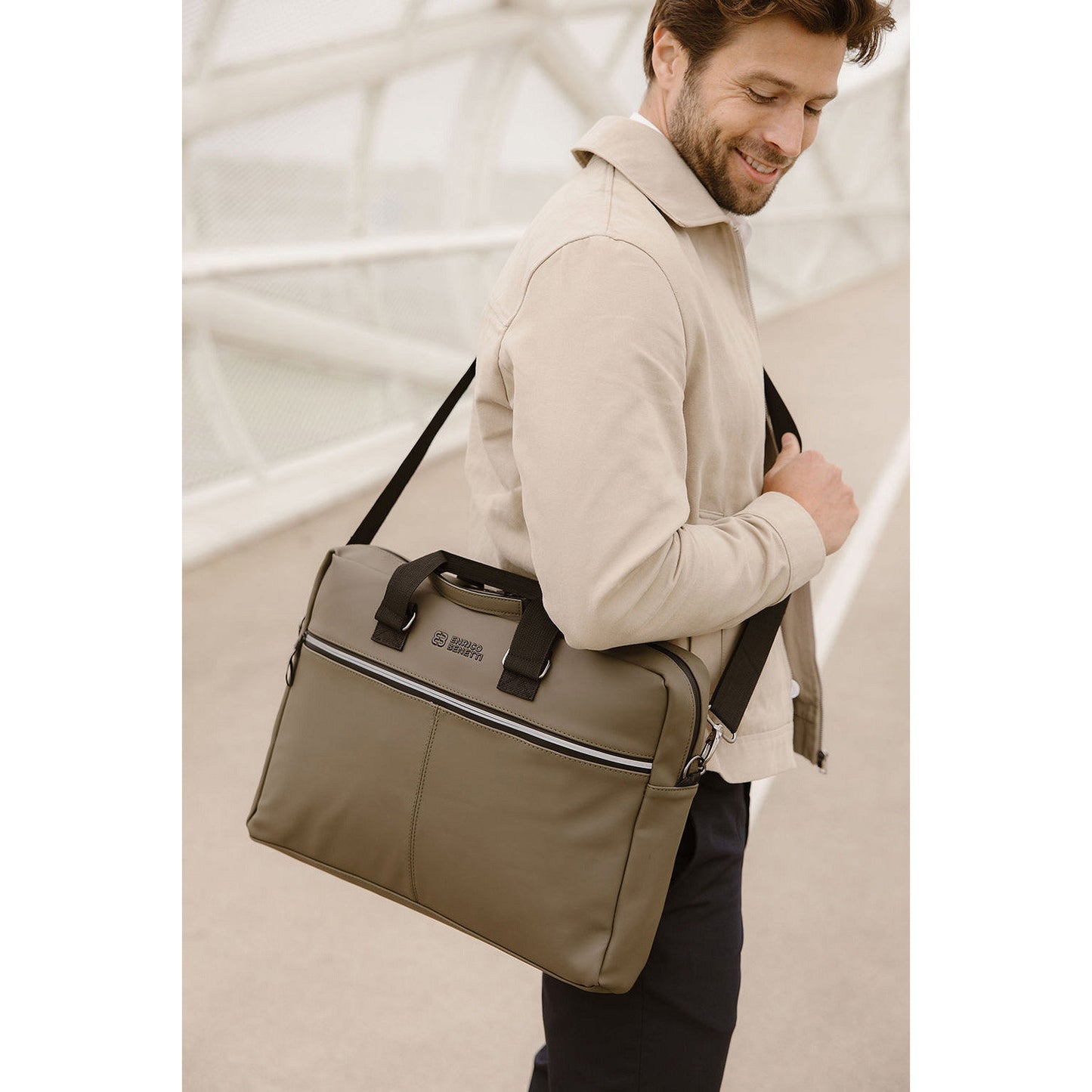 Enrico Benetti Bergen PU Laptop Shoulderbag 17" khaki
