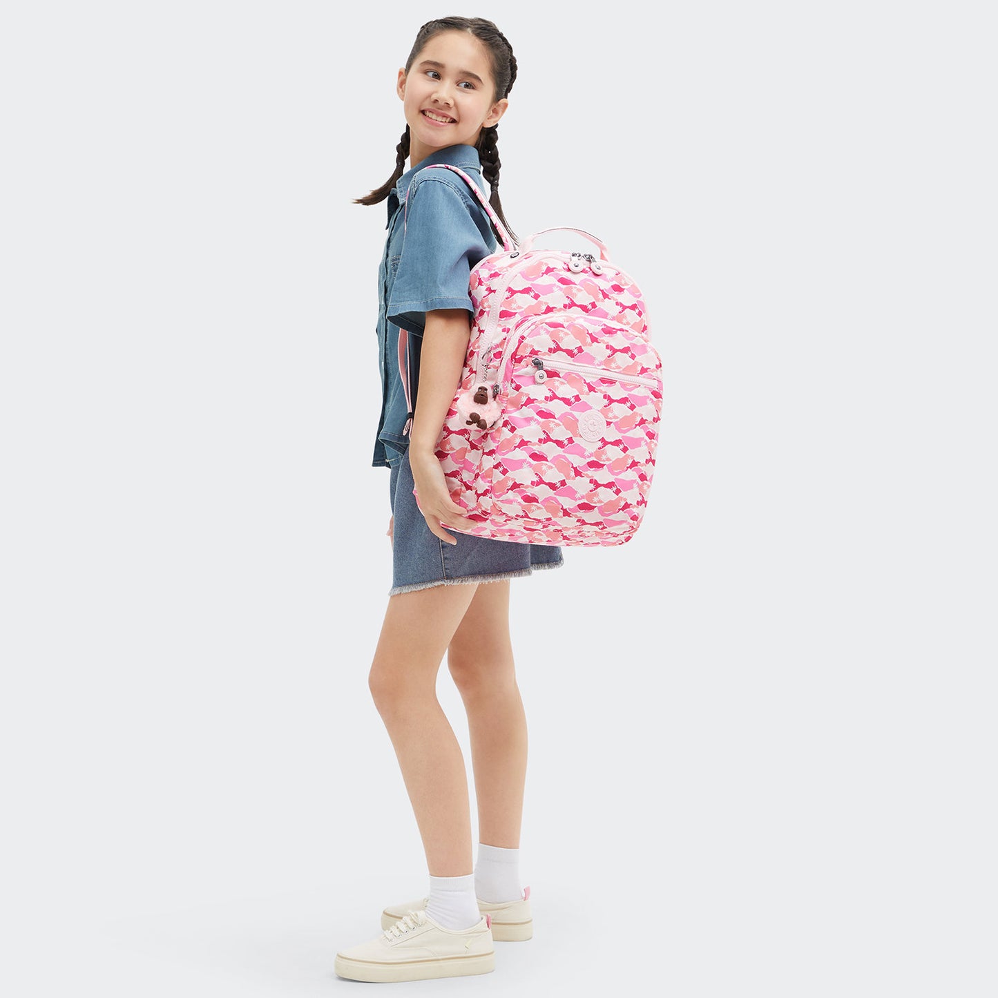 Kipling Seoul Lap pink palm