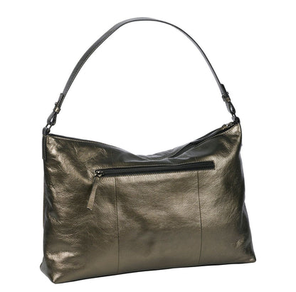 Burkely Creased Crystal Wide Hobo gun metal