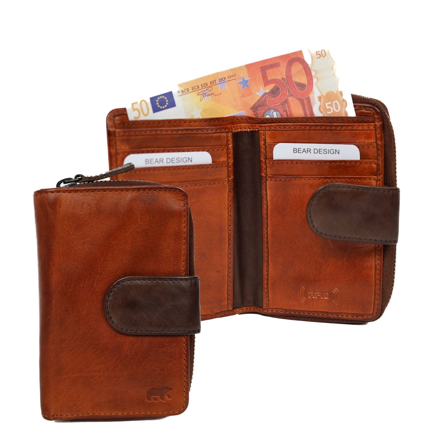 Bear Design Cow Lavato Wallet CL13550 cognac