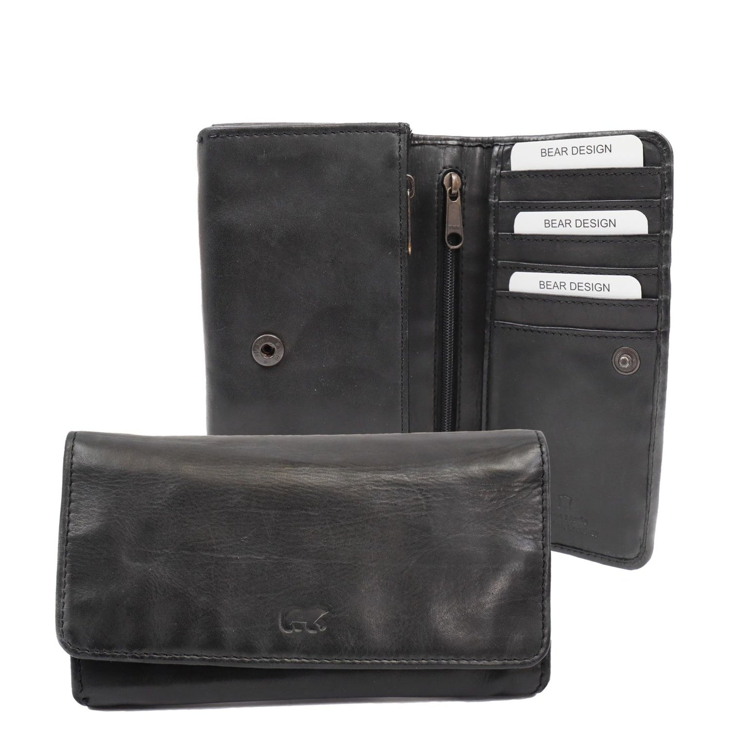Bear Design Cow Lavato Wallet 12cc black