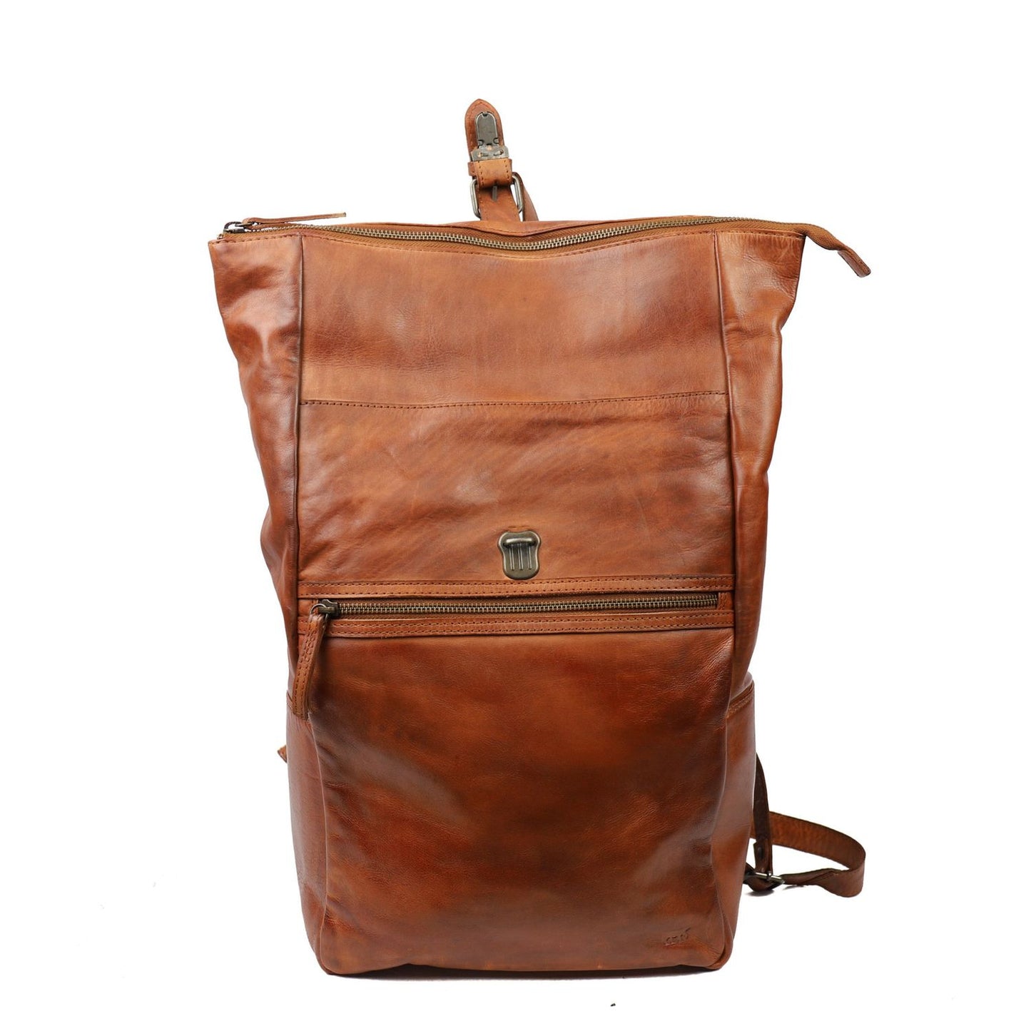 Bear Design Cow Lavato Pergola Rolltop Backpack 13" cognac