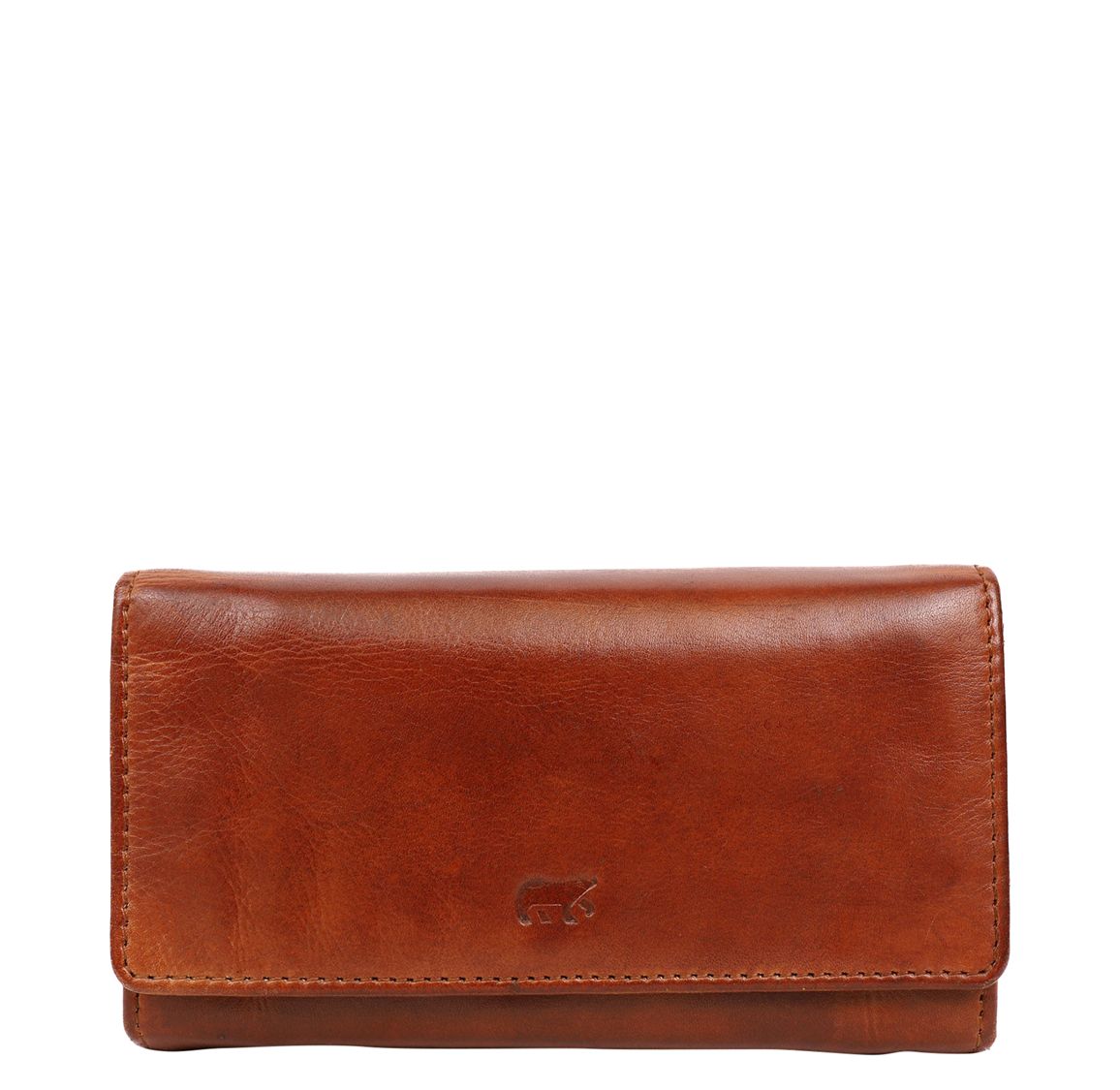 Bear Design Cow Lavato Wallet 12 cc cognac