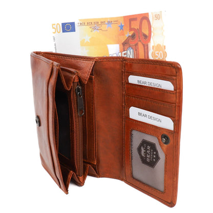 Bear Design Cow Lavato Wallet cognac