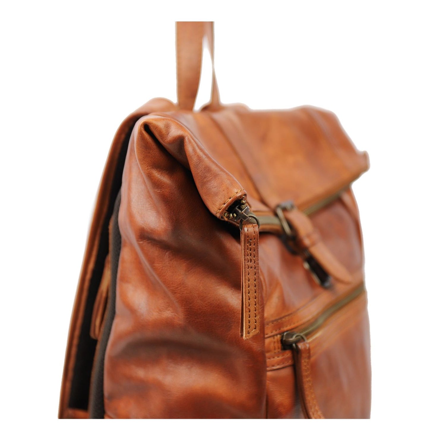 Bear Design Cow Lavato Pergola Rolltop Backpack 13" cognac