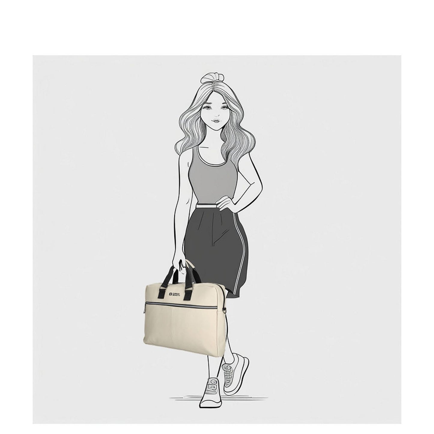 Enrico Benetti Bergen PU Laptop Shoulderbag 17" light taupe