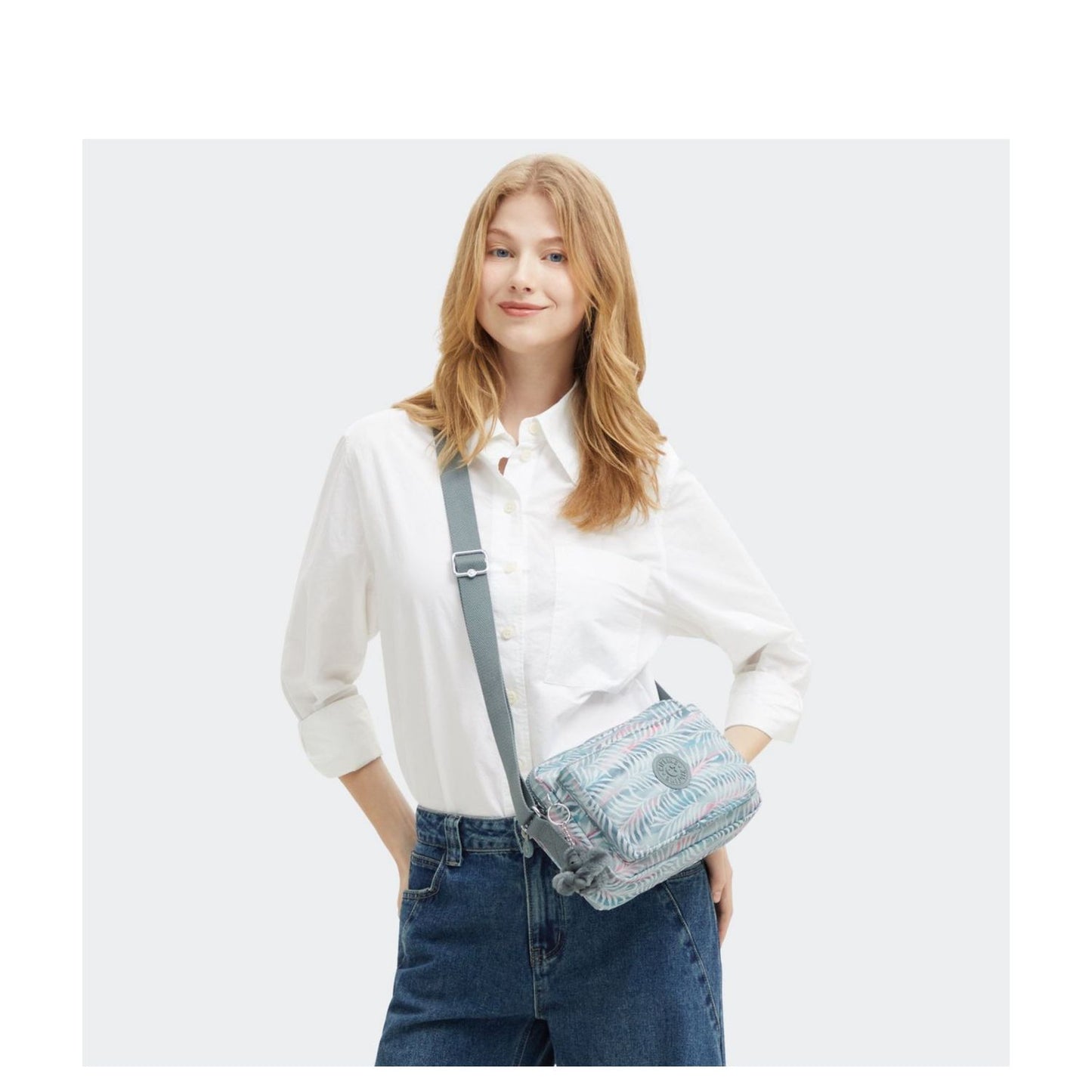 Kipling Abanu Medium Crossbody palmtree leaves