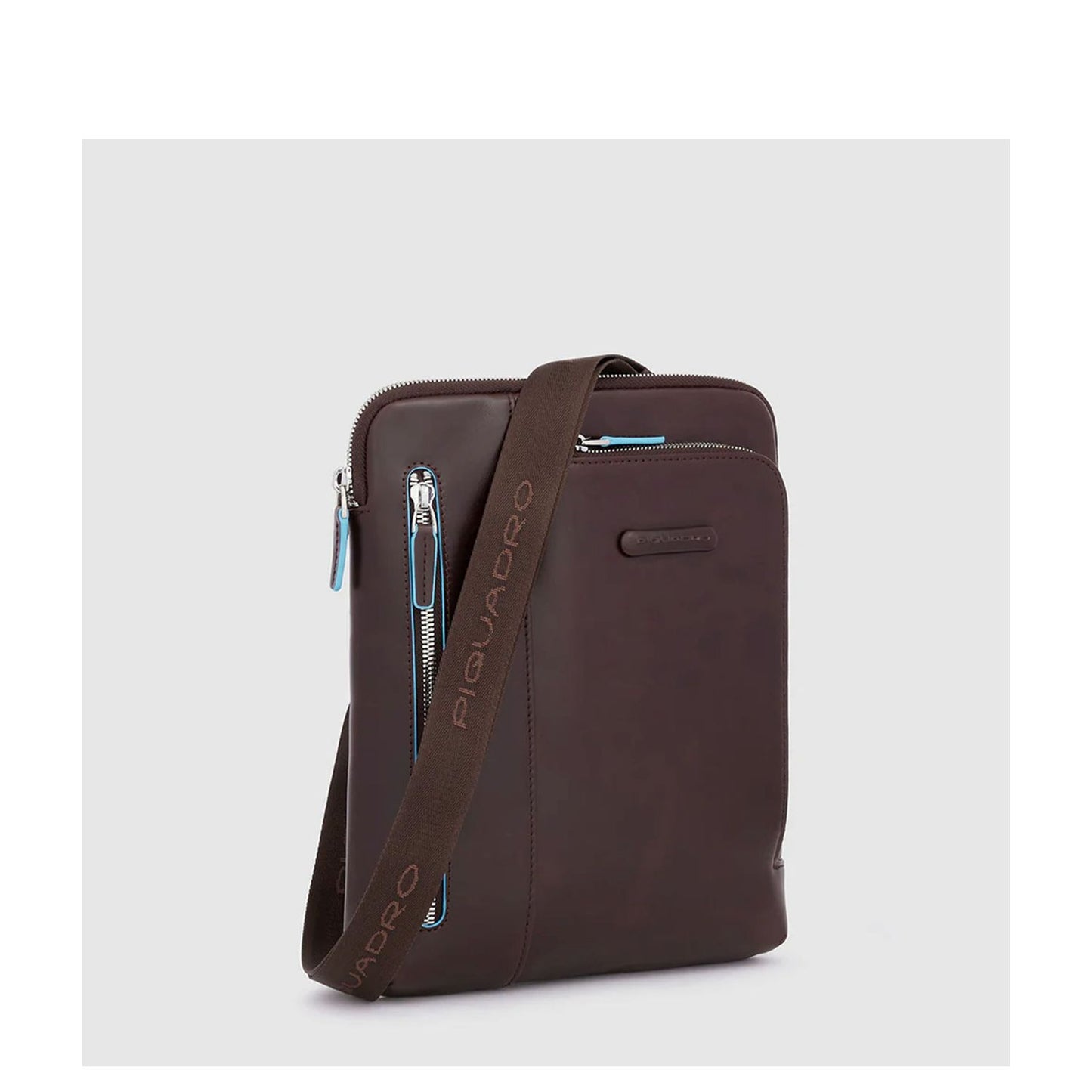Piquadro Blue Square iPad Air/ iPad Crossbody Bag mahogany