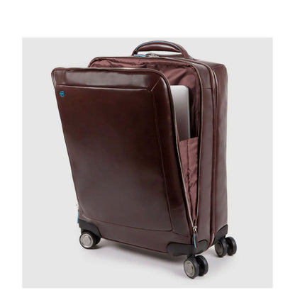 Piquadro Blue Square Cabin Trolley Front Pocket 15.6" mahogany