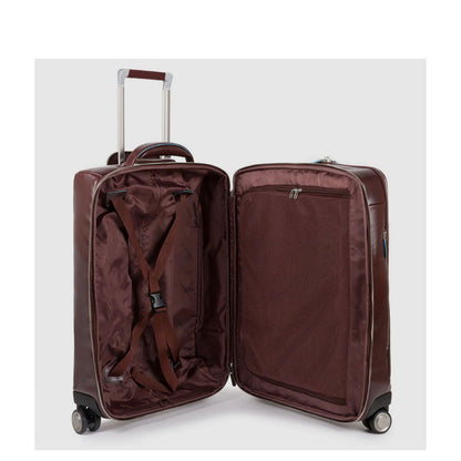 Piquadro Blue Square Cabin Trolley Front Pocket 15.6" mahogany