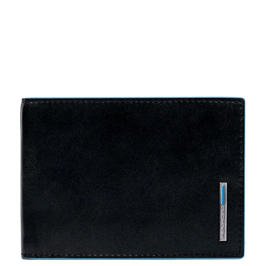 Piquadro Blue Square Men's Wallet With Flip Up With ID/Coin Pocket black