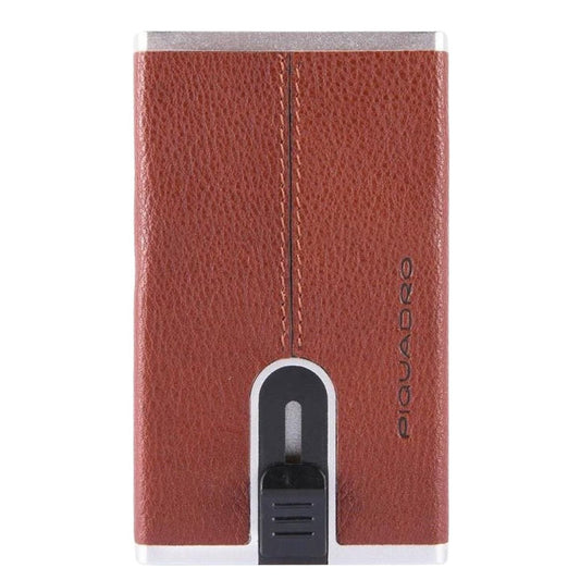 Piquadro Black Square Compact Wallet For Banknotes And Creditcards tobacco