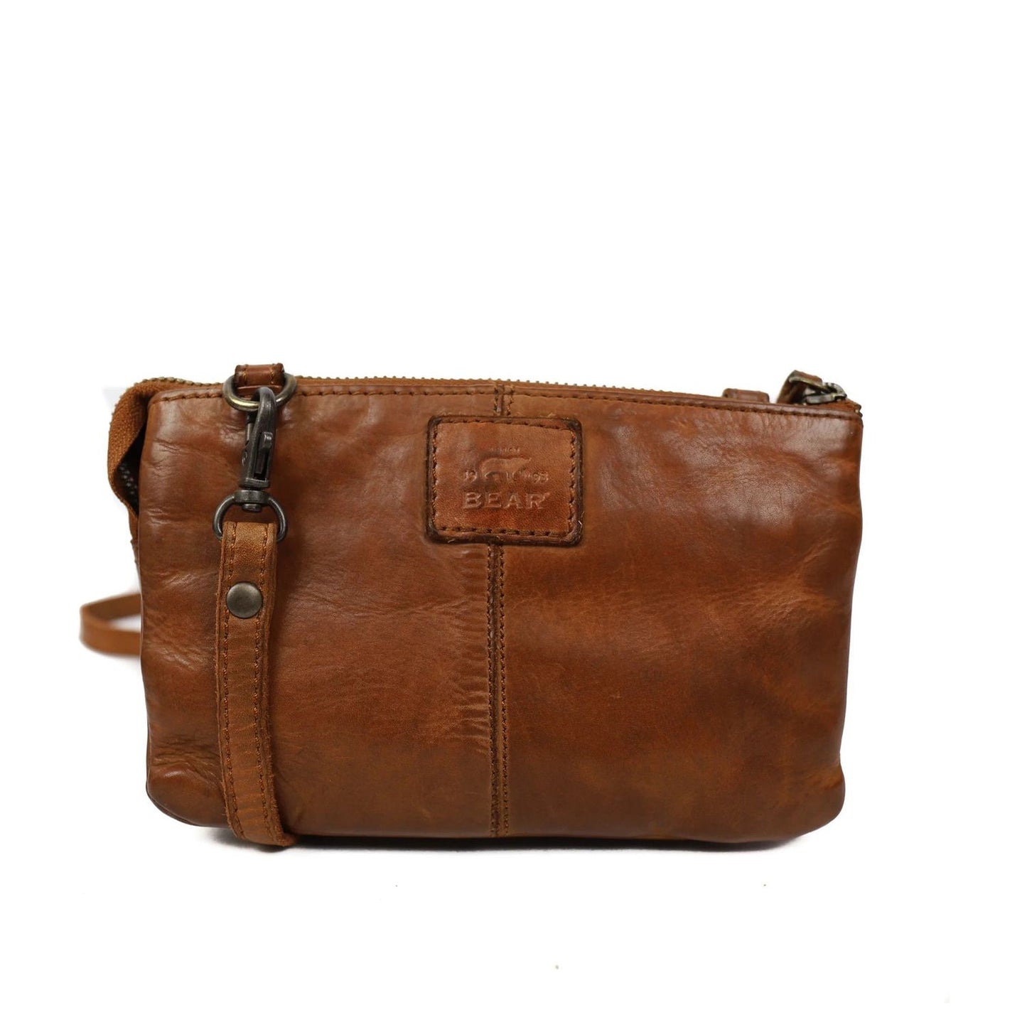 Bear Design Cow Lavato Uma Crossbody cognac