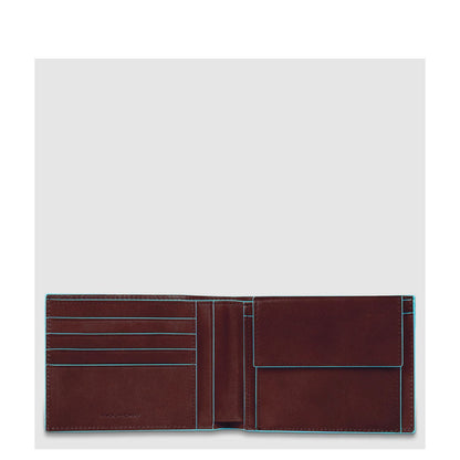 Piquadro Blue Square Men's Wallet With Coin Pocket mahogany