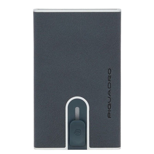 Piquadro Black Square Creditcard Case With Sliding System ocean blue