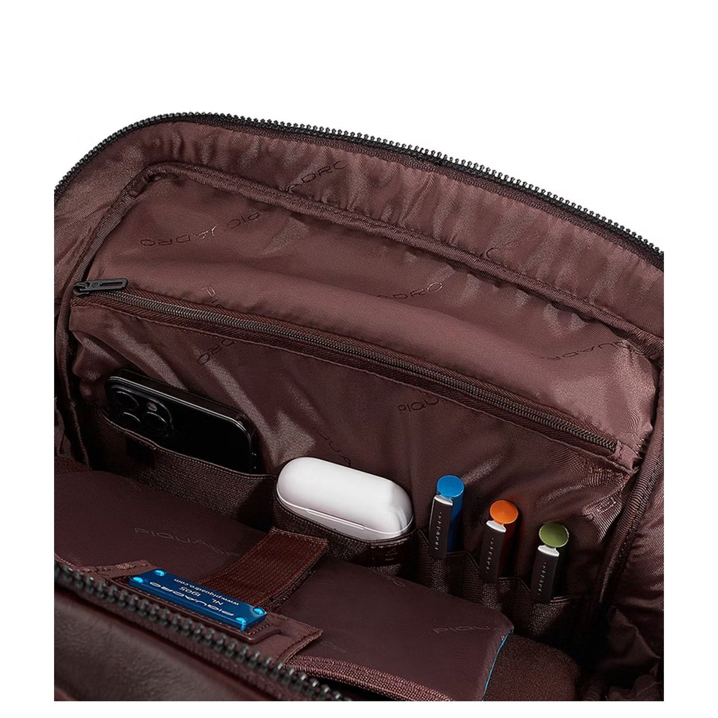 Piquadro Blue Square Revamp Pockets Laptop Backpack 13.3" mahogany brown