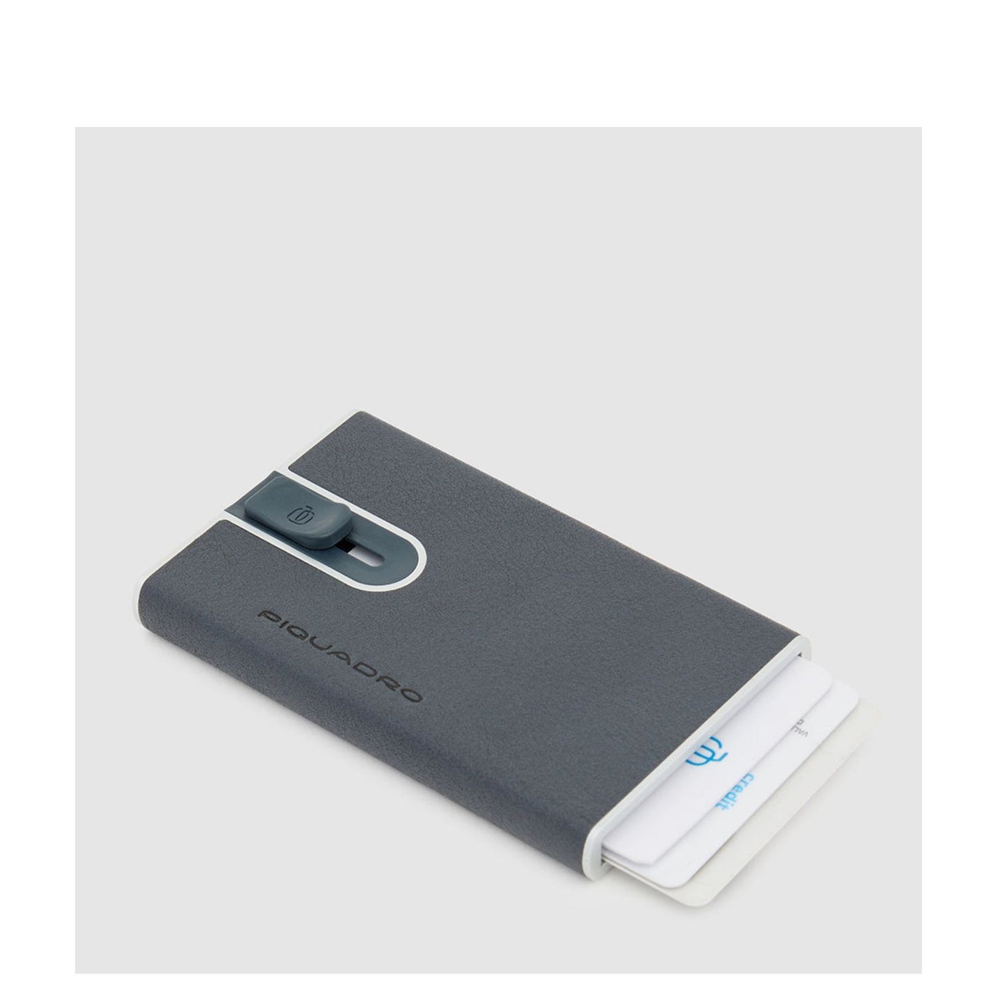 Piquadro Black Square Creditcard Case With Sliding System ocean blue