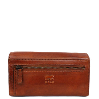 Bear Design Cow Lavato Wallet 12 cc cognac