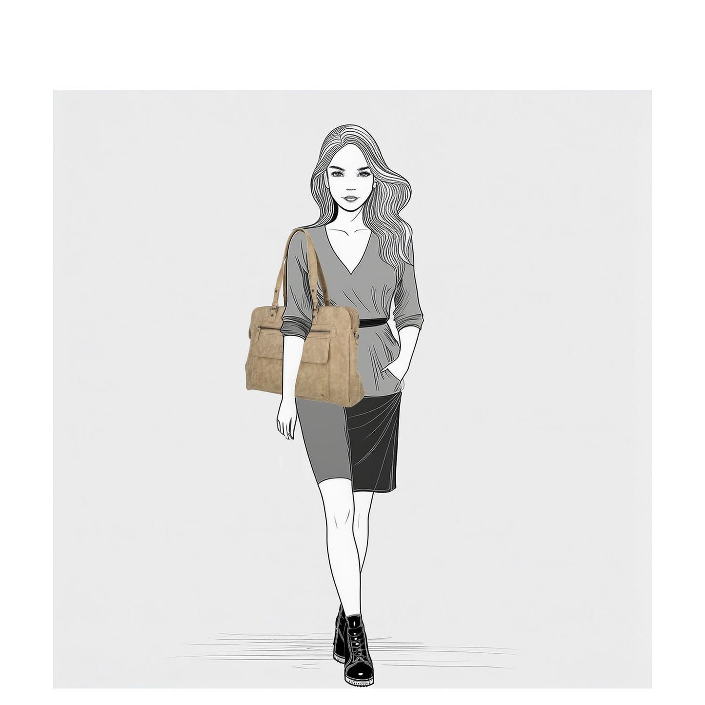 Enrico Benetti Nouméa Laptop Shoulderbag 15" light taupe