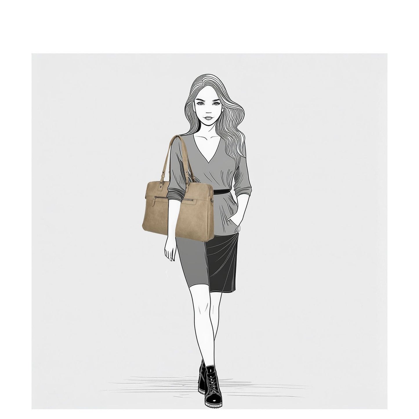 Enrico Benetti Julia Laptop Shoulderbag 15" light taupe