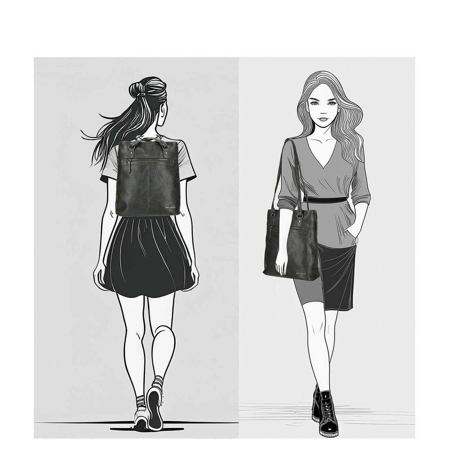 Enrico Benetti Julia Laptop Backpak Shoulderbag olive