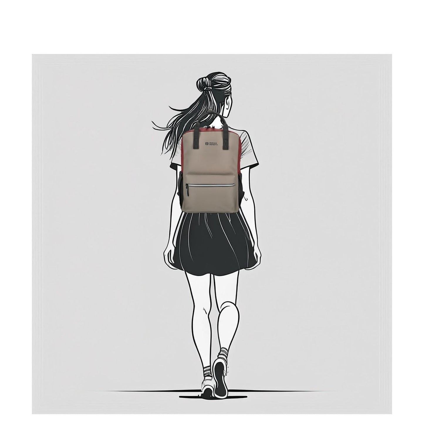 Enrico Benetti Bergen Waterproof Laptop Backpack 17" taupe-burgundy