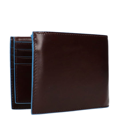 Piquadro Blue Square Men's Wallet With Flip Up With ID/Coin Pocket mahogany