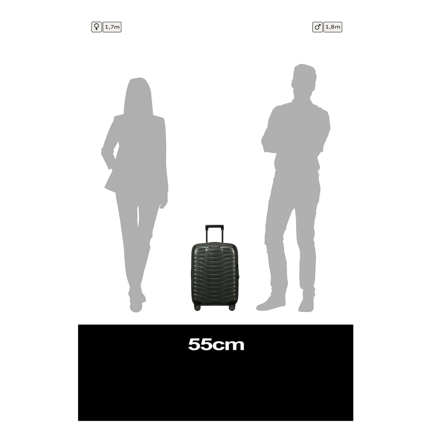 Samsonite Proxis Handbagage Spinner 55 cm - Uitbreidbaar 40/46 liter - 55x40x20/23 cm - matt climbing ivy