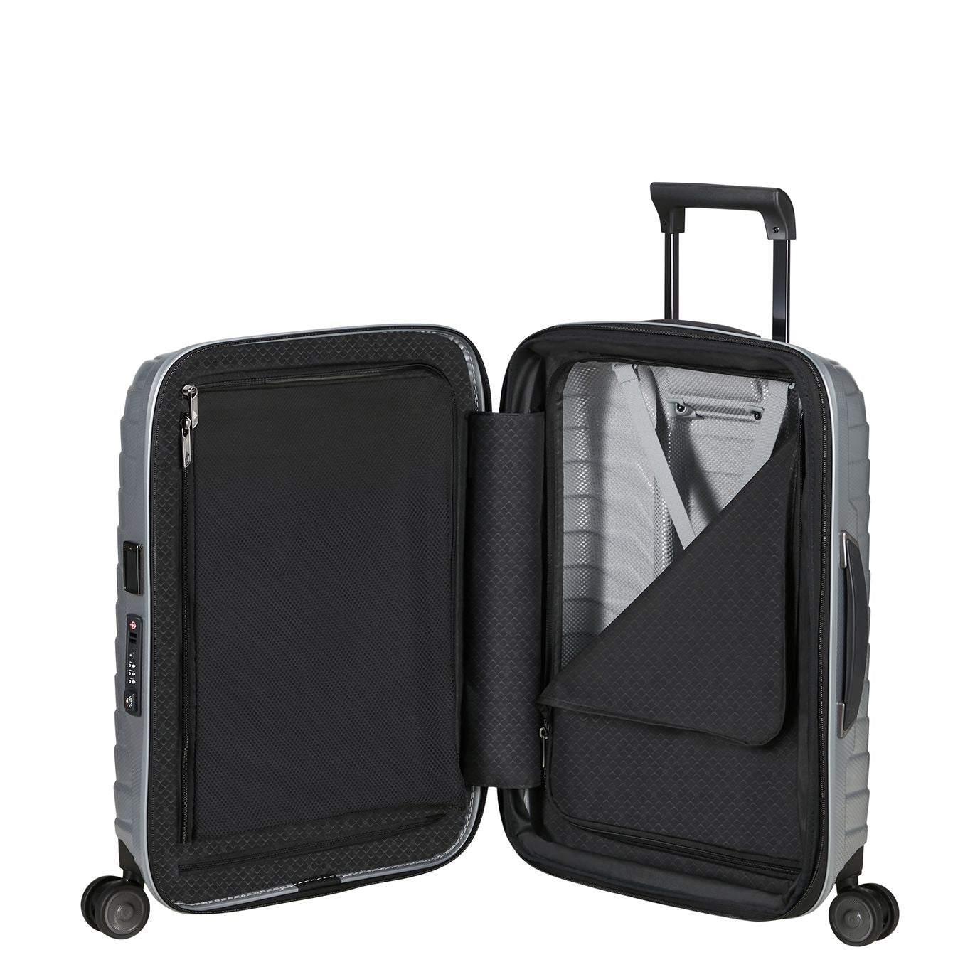 Samsonite Proxis Handbagage Spinner 55 cm - Uitbreidbaar 40/46 liter - 55x40x20/23 cm - silver