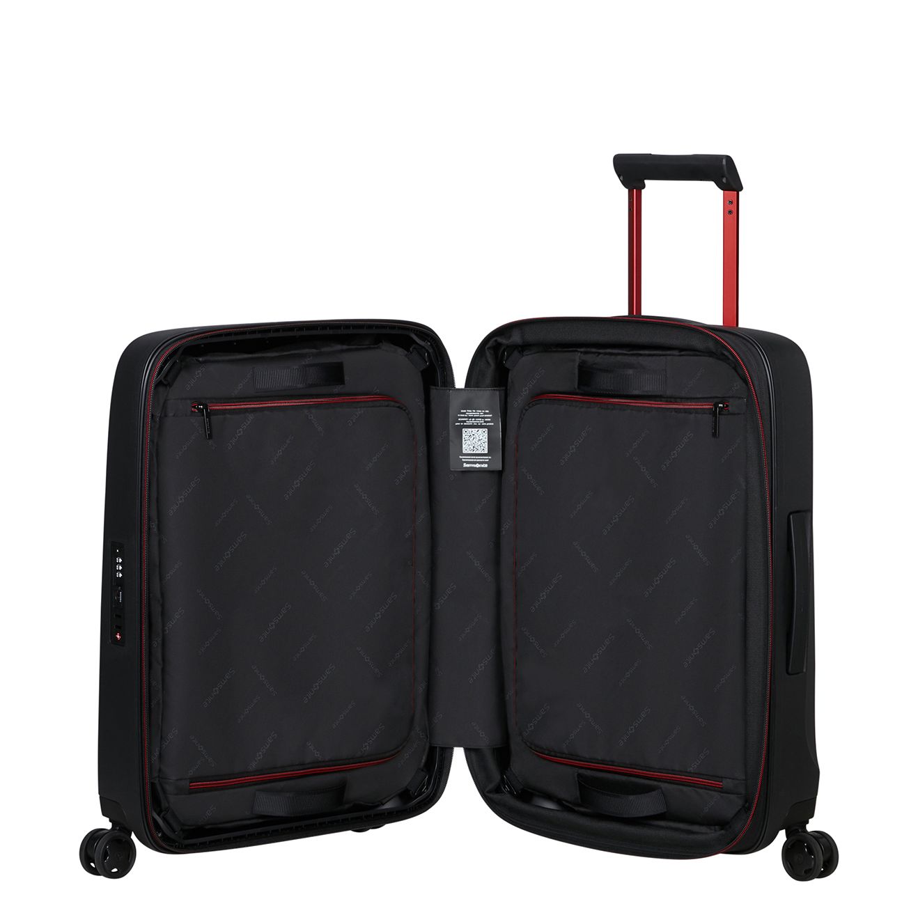 Samsonite Essens Handbagage Spinner 55 cm - Uitbreidbaar 50/57 liter - 55x40x23/26 cm - charcoal/red