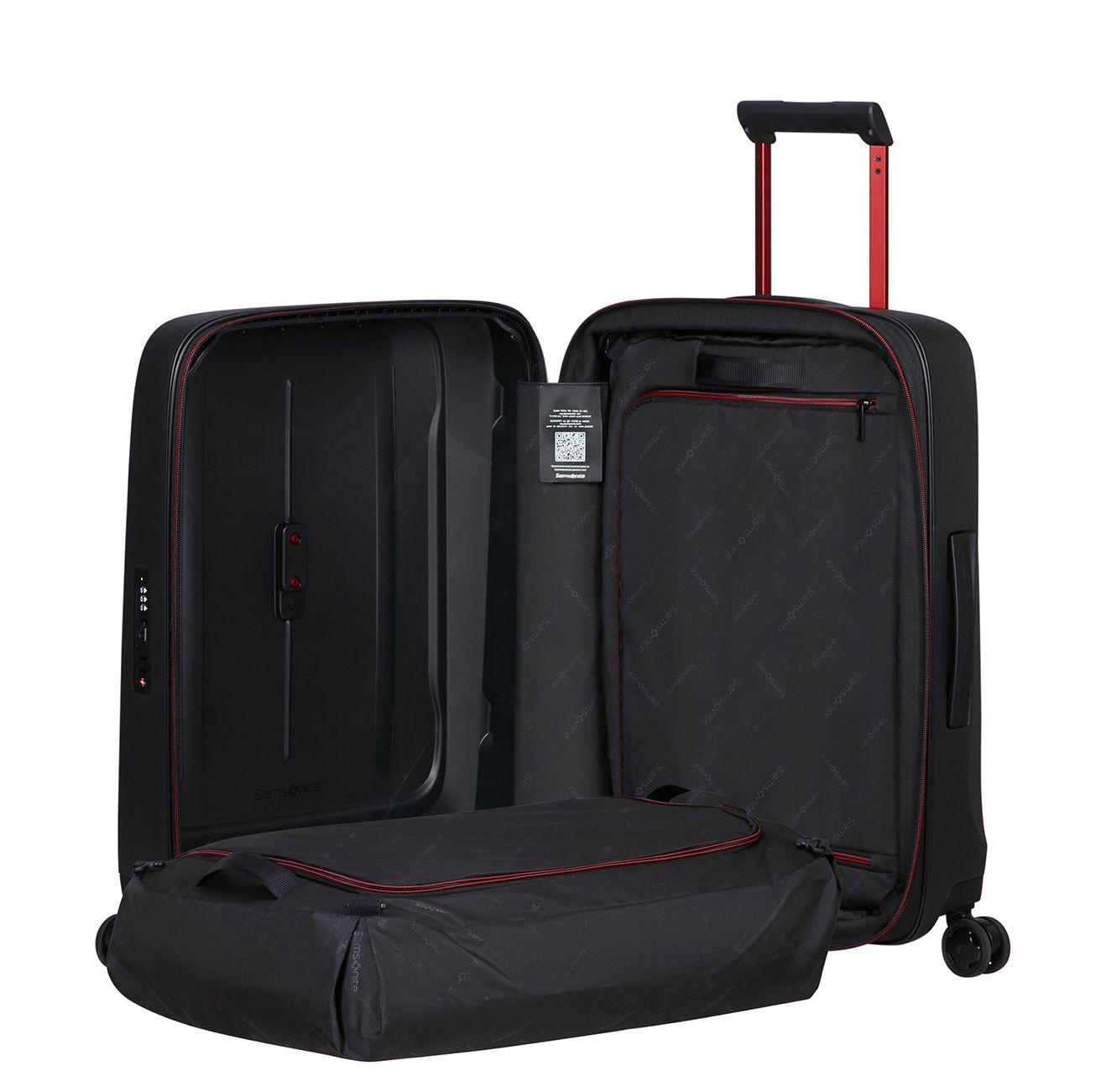 Samsonite Essens Handbagage Spinner 55 cm - Uitbreidbaar 50/57 liter - 55x40x23/26 cm - charcoal/red
