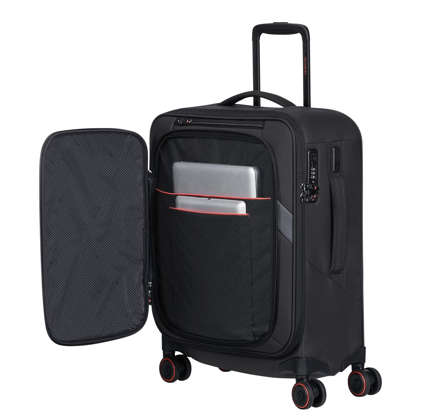 Samsonite Glazed Handbagage Spinner 55 cm - Uitbreidbaar 44/49 liter - 55x40x23/26 cm - black
