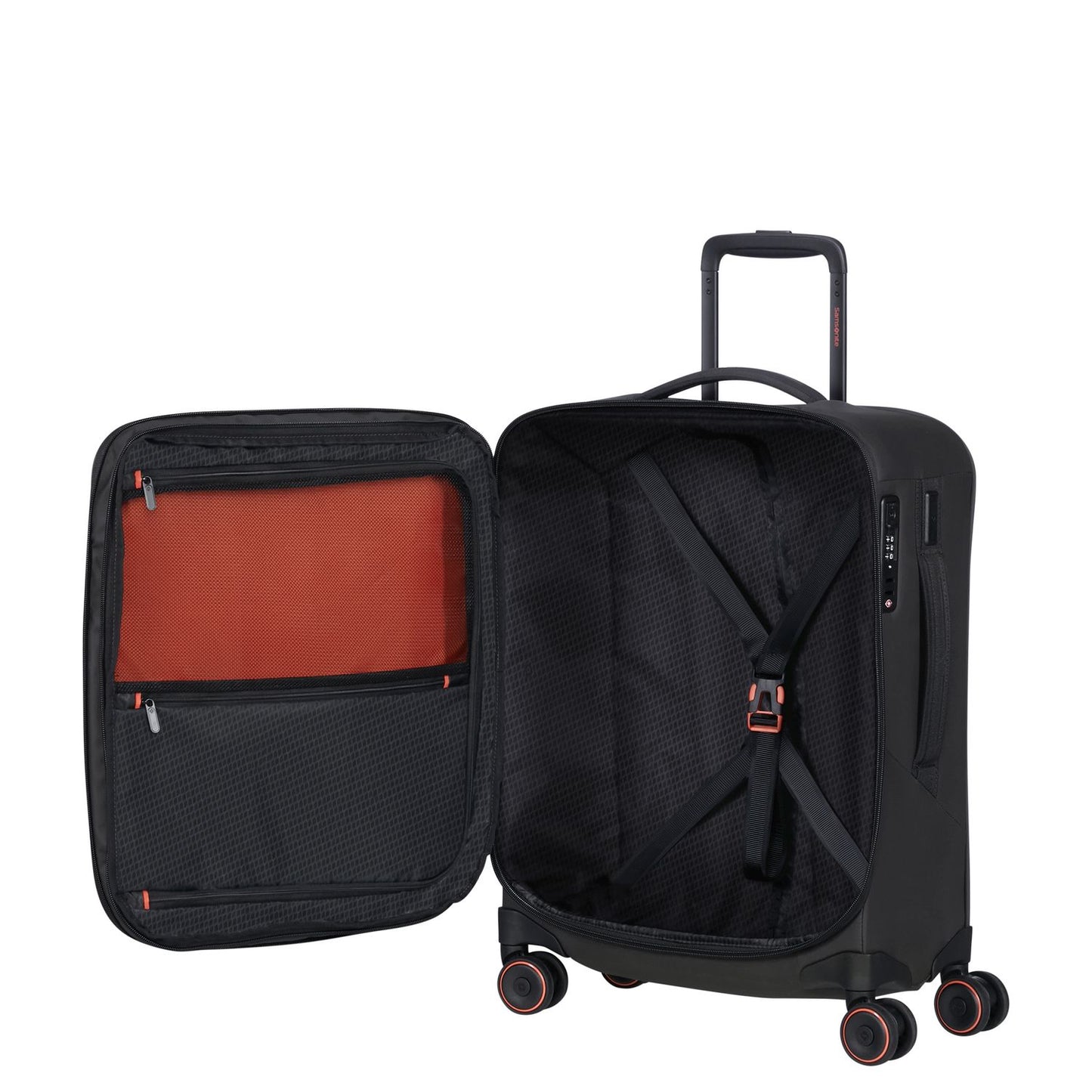 Samsonite Glazed Handbagage Spinner 55 cm - Uitbreidbaar 44/49 liter - 55x40x23/26 cm - black