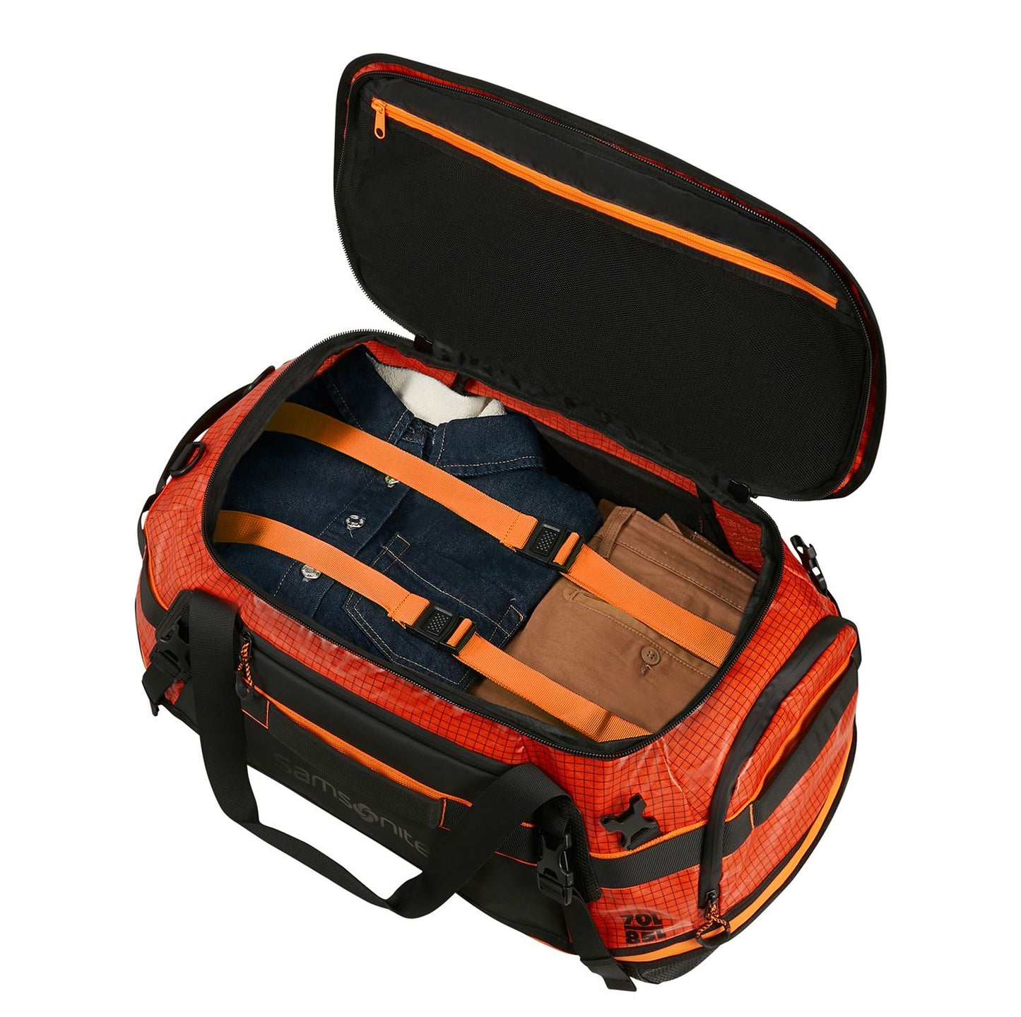 Samsonite Outtrax Duffle M - Uitbreidbaar 70/85 liter - 30/34x64x36 cm - tangerine red