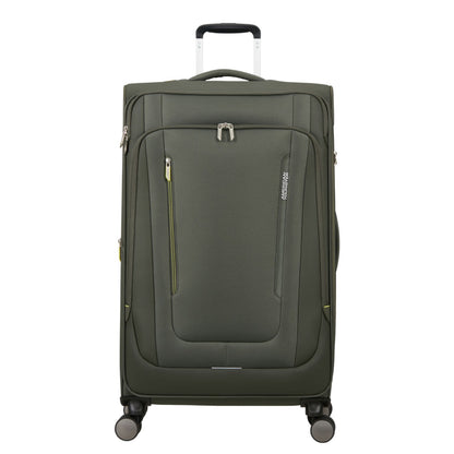 American Tourister Wanderlite Spinner L - Uitbreidbaar 108/123 liter - 79x48x31/34 cm - dark khaki