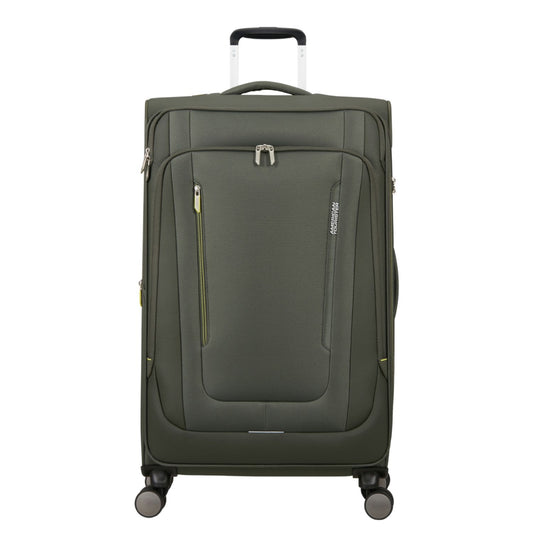 American Tourister Wanderlite Spinner L - Uitbreidbaar 108/123 liter - 79x48x31/34 cm - dark khaki
